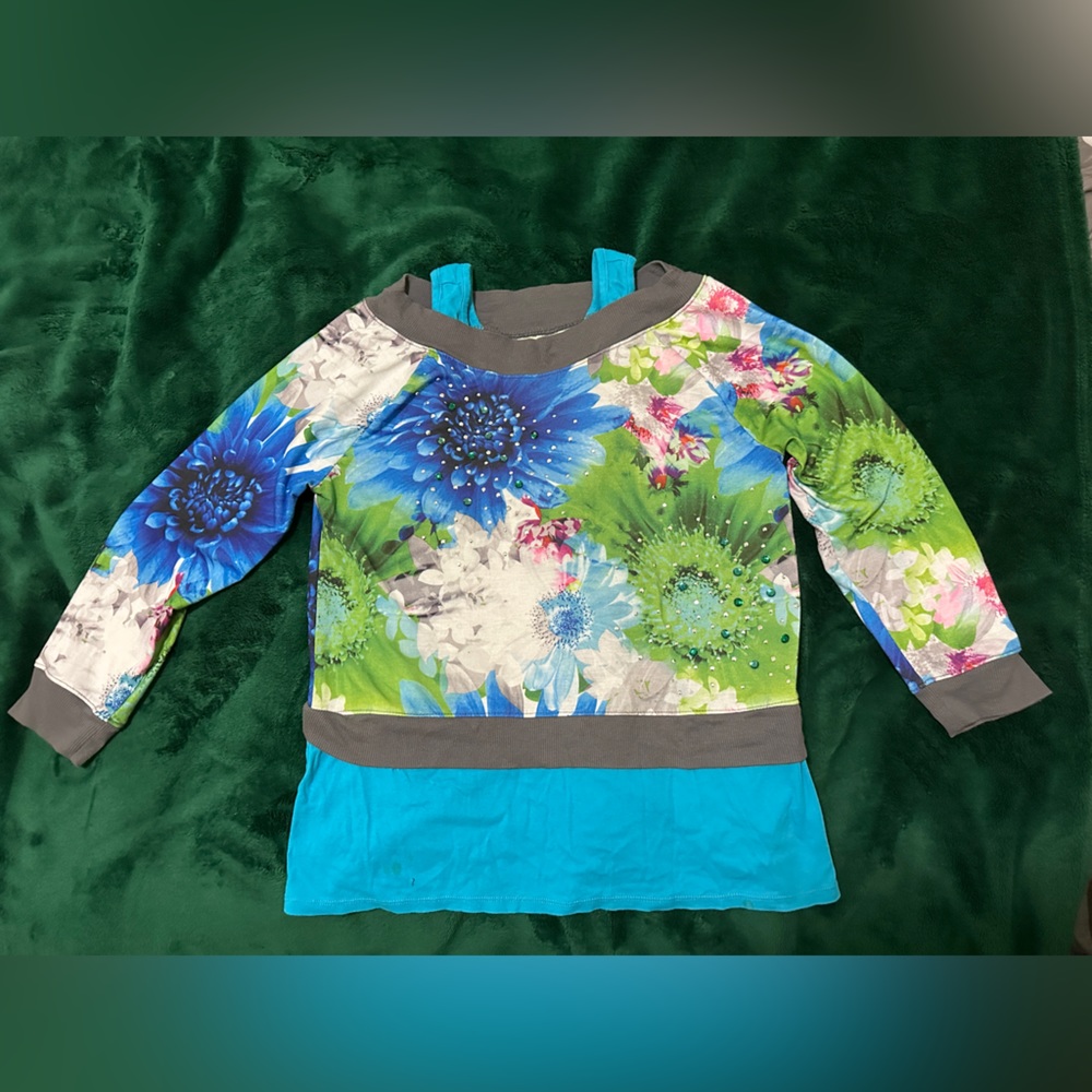 Justice girl’s long sleeve shirt, color blue, size 20